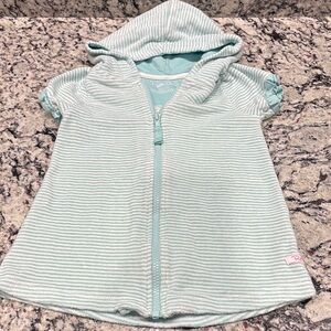 “RuffleButts” Toddler Swim Cover up, Toddler Size 2, Aqua Stripes, Full Zip, GUC